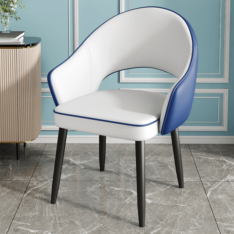 Modish Arm Chair with Ventilated Back, Padded Upholstery, Arms, and Steel Legs thumbnail 7