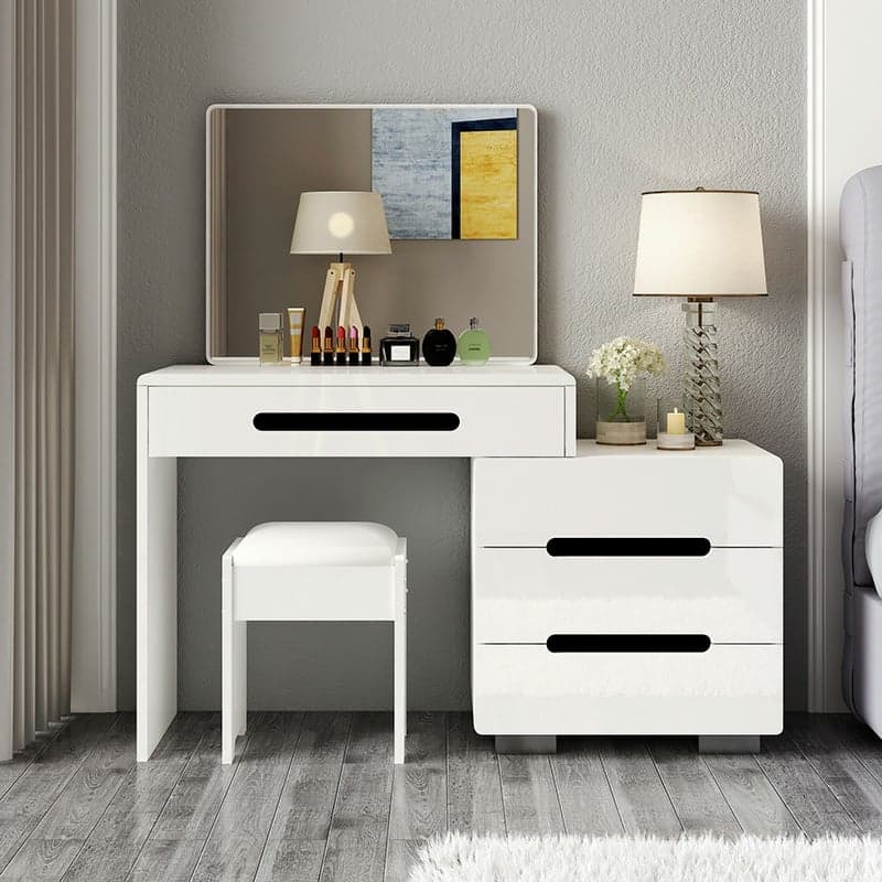 Modern 48'' White Wood Makeup Vanity & Stools with Drawers Self Close or Reserve Installation thumbnail 1