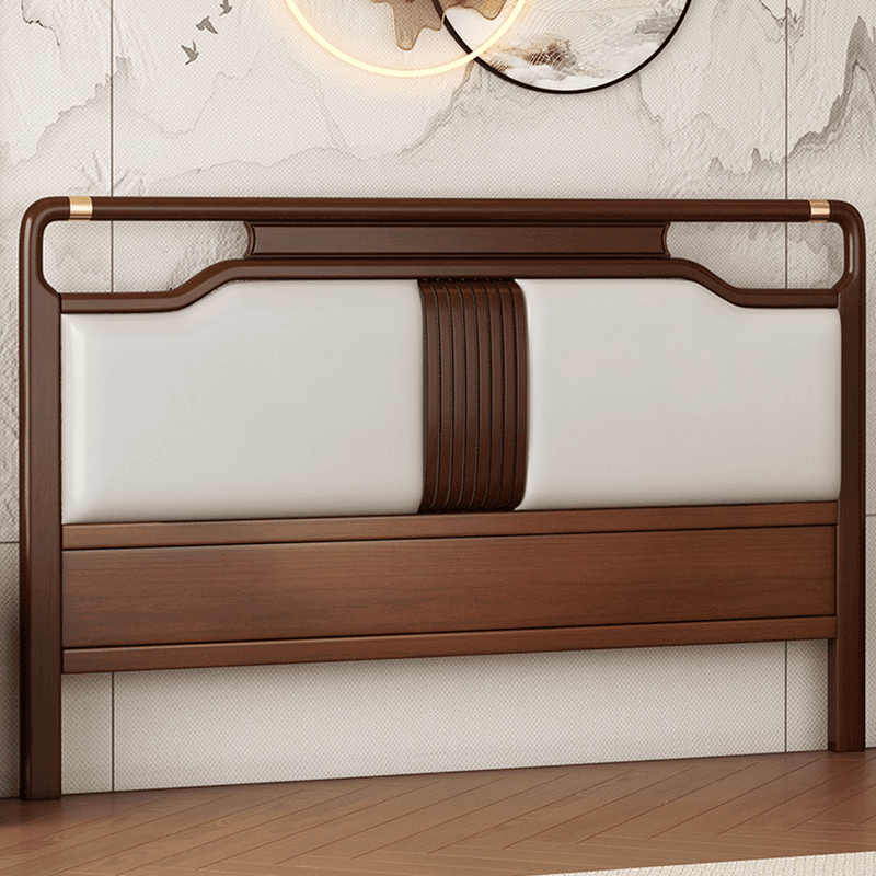 Modish No Distressing Timber Panel Headboard with Rectangle/Stepped Shape for Queen/King/Full Bed, Featuring Sponge Upholstery and Standard Height thumbnail 1