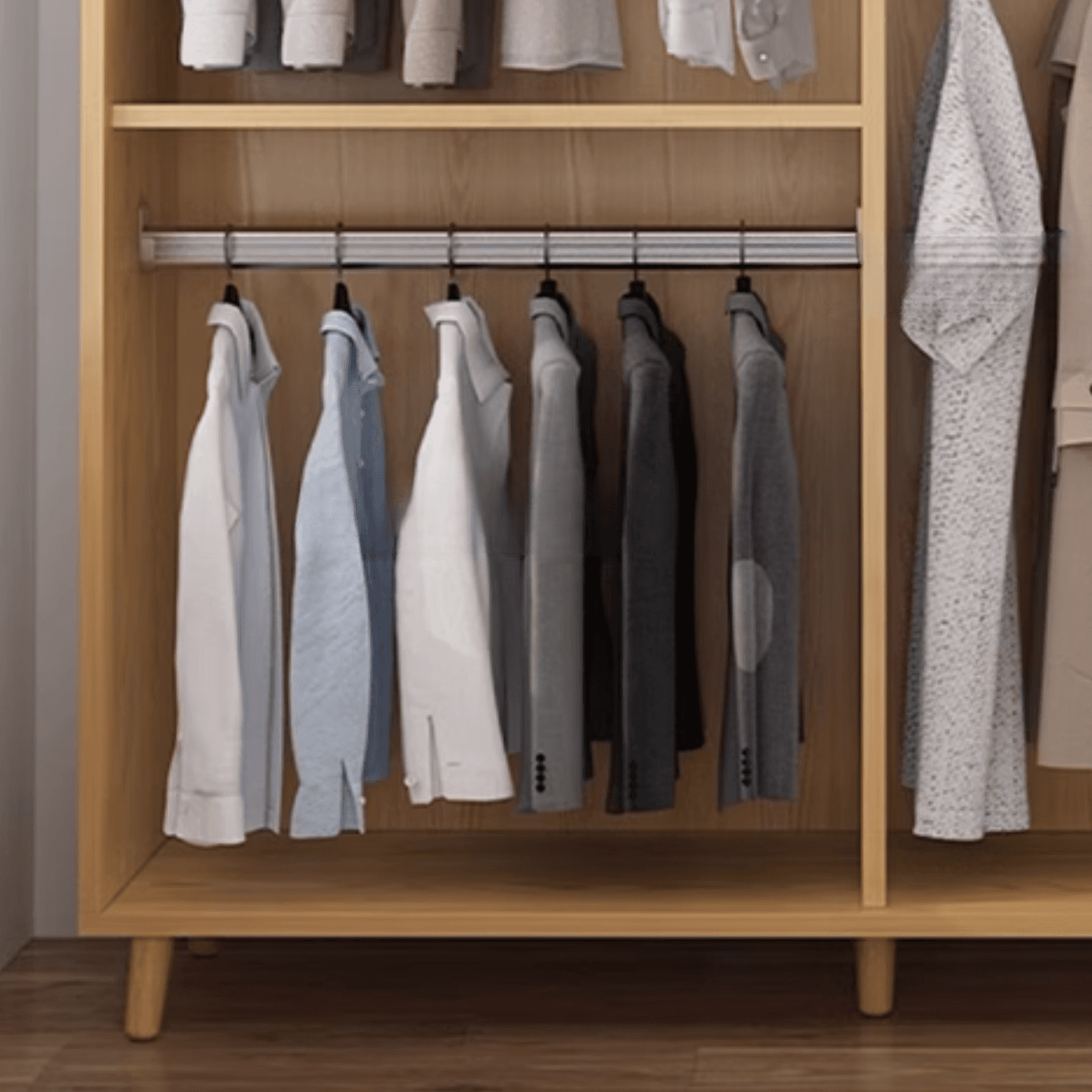 Natural Finish Self-supporting 2-Drawer Wardrobe in Solid and Manufactured Wood thumbnail 5