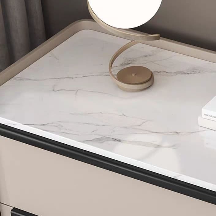 Modern Faux Leather Drawer Storage Nightstand in Stone Finish thumbnail 12