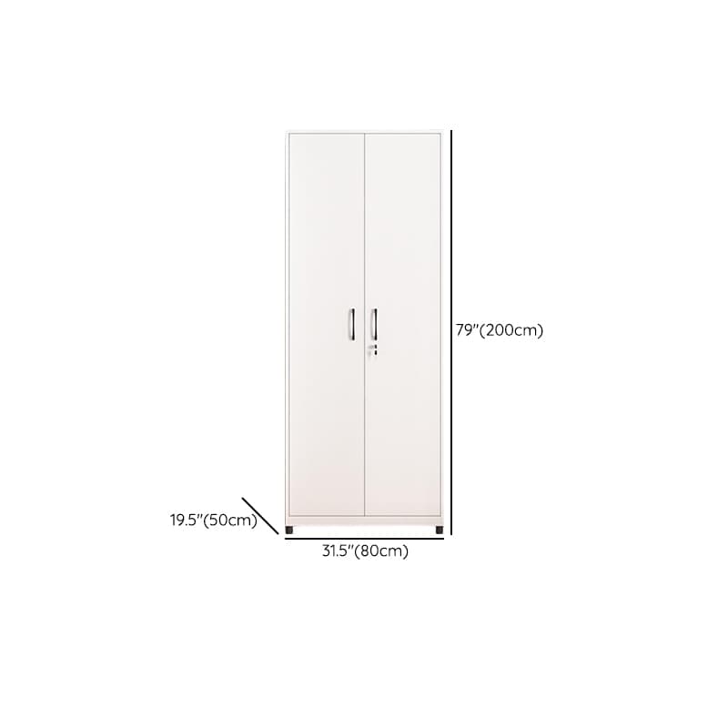 White Modish Steel Independent Armoire Cabinet with Adaptable Shelf, Soft Close Door, and Clothing Rod thumbnail 14