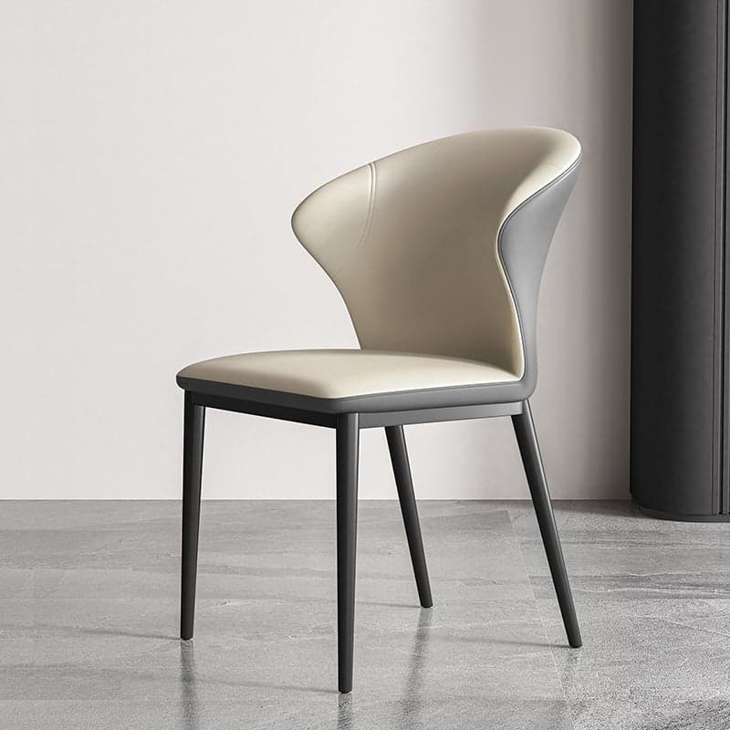 Modish Side Chair with Wing Chair Back, Padded Upholstery, Midnight Black Metal Legs thumbnail 8