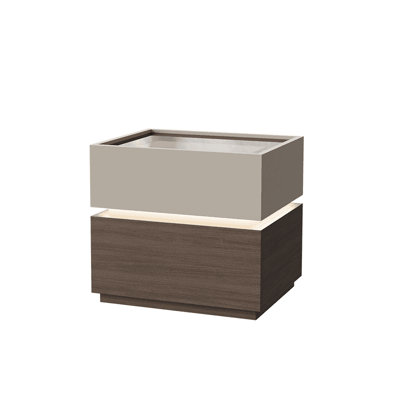 Organic Modern Nightstand With Drawer Organization with Glass Countertop and Illuminating Lighting thumbnail 5