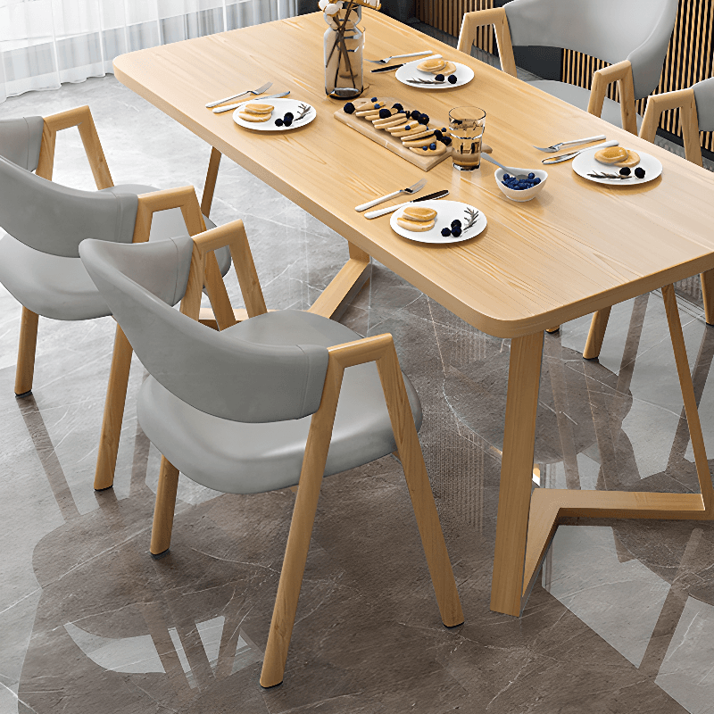 Dining Table Set with Sleighing Base and Fixed Table, Featuring Padded Chair with Back and Armrest, 5-piece Unfinished thumbnail 13