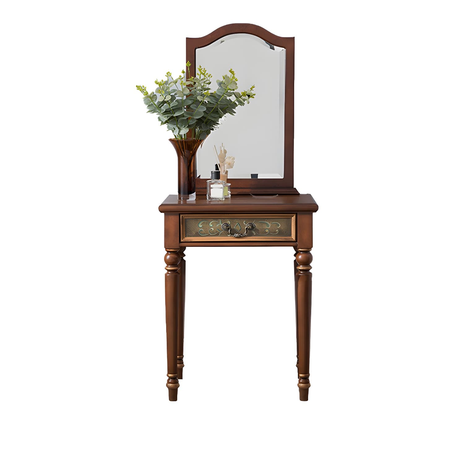Victorian Vanity Set Solid Wood Drawers Included Makeup Dressing Table With Mirror & Stool thumbnail 15