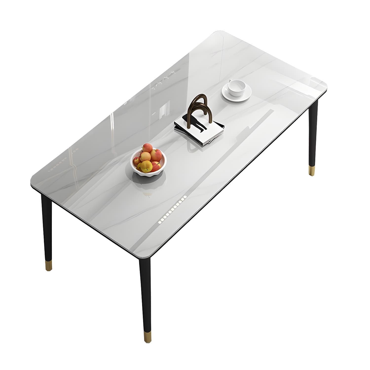 Glam Iron Dining Table Set 1/2/5/7 Pieces Rectangle Dinette Set with Sintered Stone Top thumbnail 5