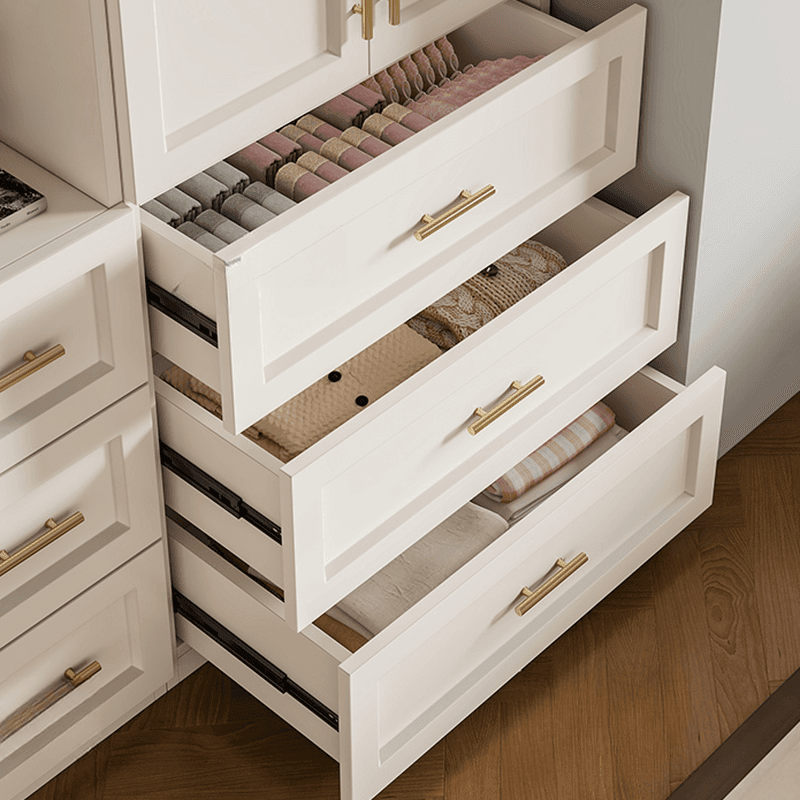 Chalk Modish Laminate Wardrobe Closet with Soft Close Drawer, Soft Close Door, Interior Shelves, and Clothing Rod thumbnail 3
