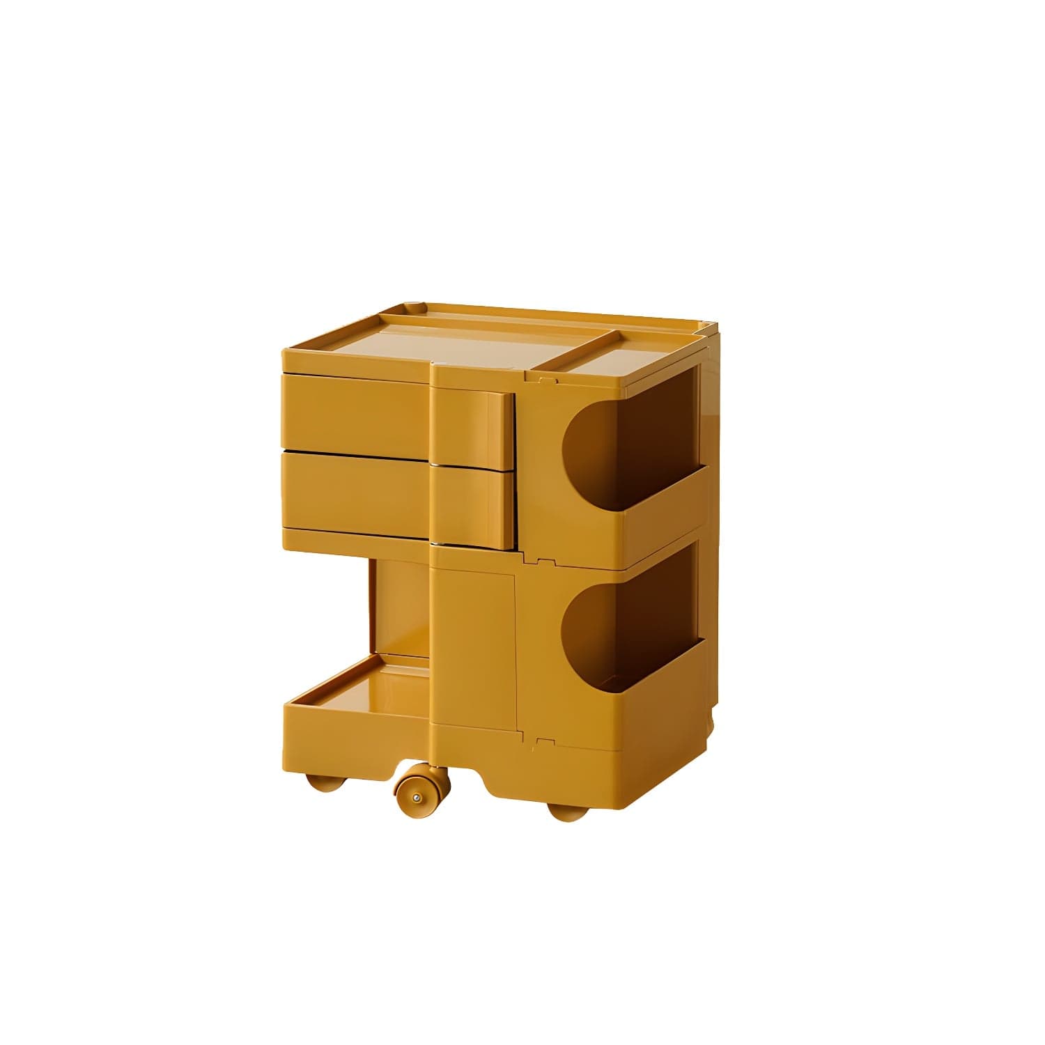 Modern Plastic Night Table Open Storage Night Stand with Wheels thumbnail 1