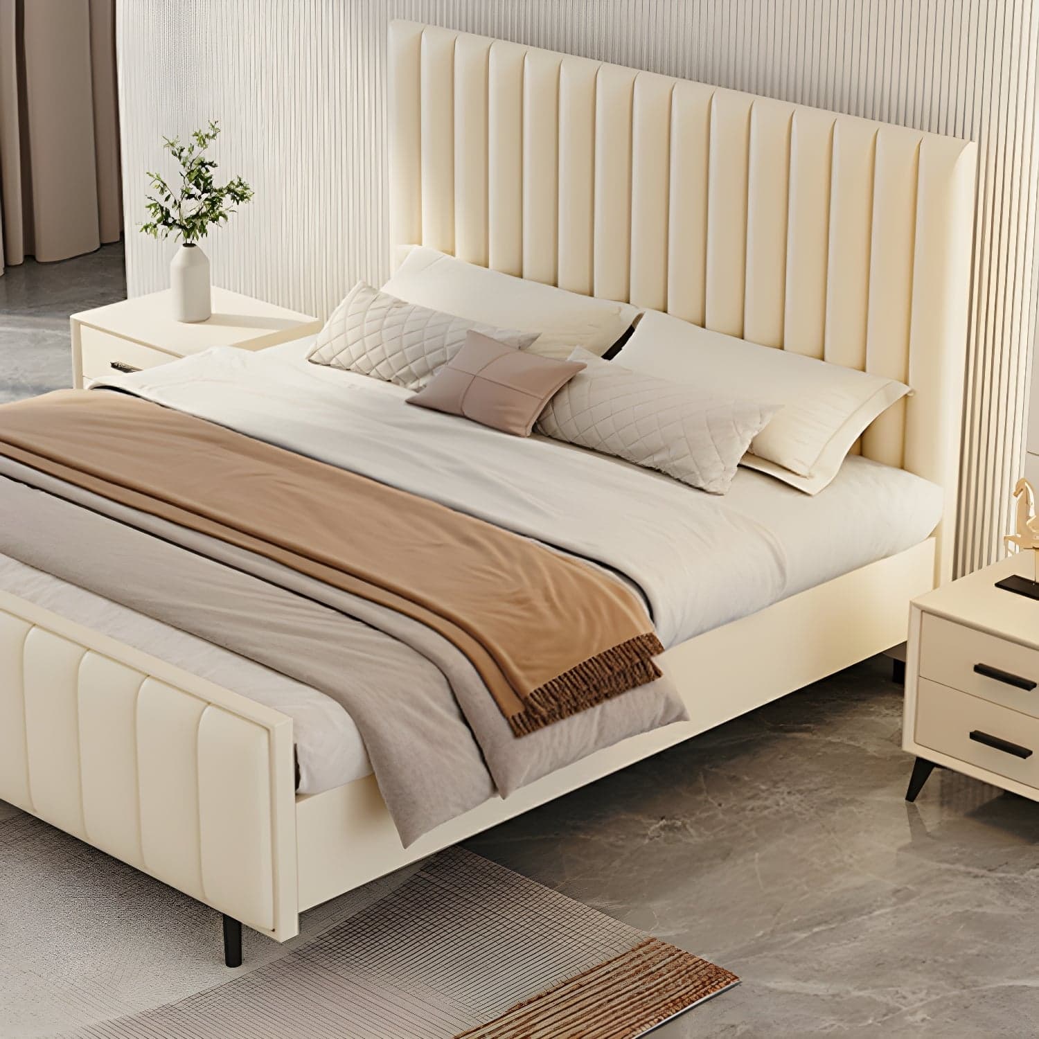 Pine Solid Wood Bed Headboard Freestanding Modern Leather Panel thumbnail 18