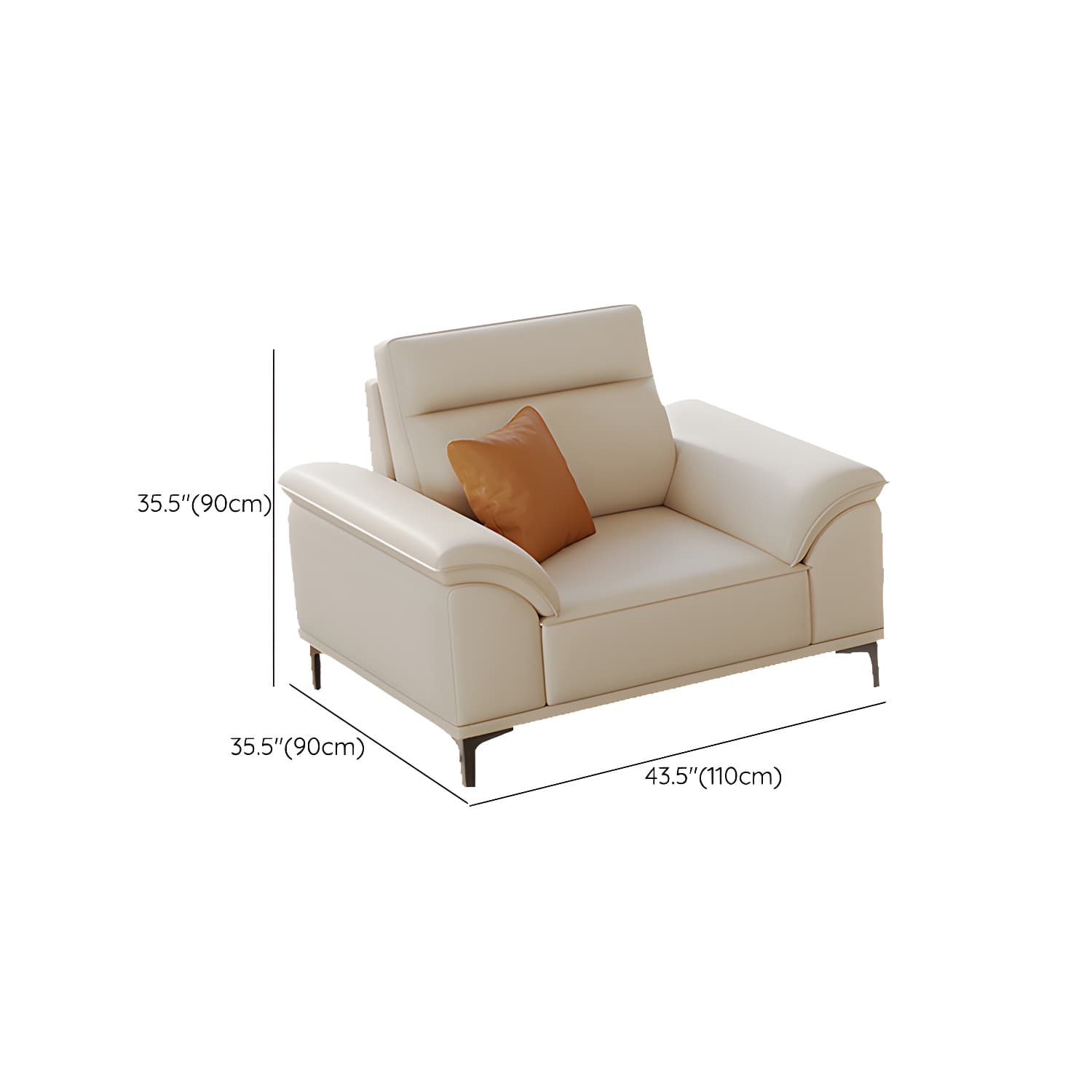 Modern Beige Faux Leather Sofa with Ottoman Included - Pillow Top Arm and Cushion Back thumbnail 9