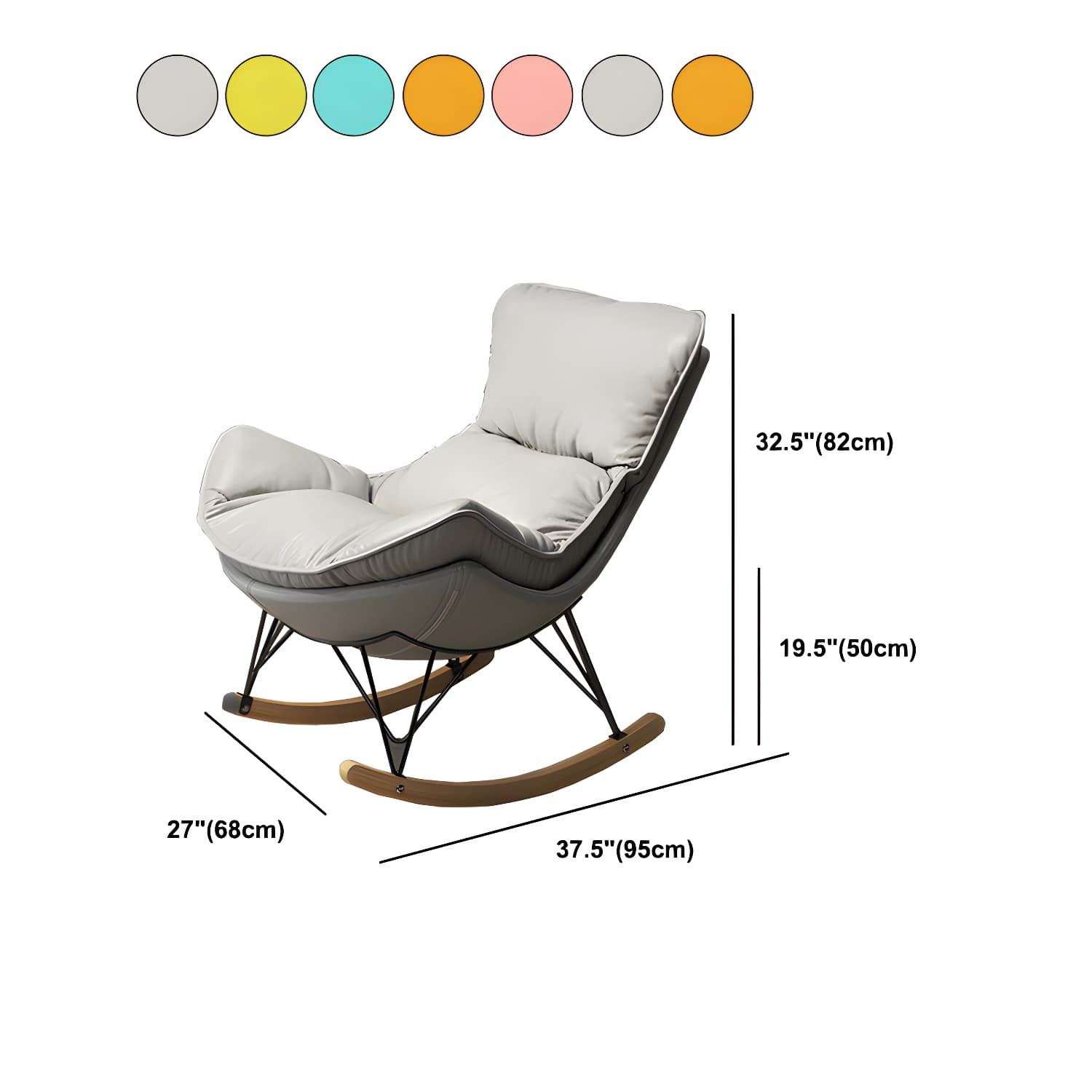 Wing Back Rocking Chair Solid Wood Rocker Chair with Ottoman thumbnail 23