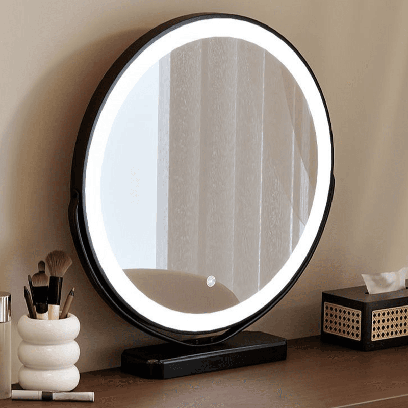 Large Vanity Set with White Seating, 6 Drawers, Mirror Lights, Seat, Lighting, and Scalable Telescopic Design thumbnail 6