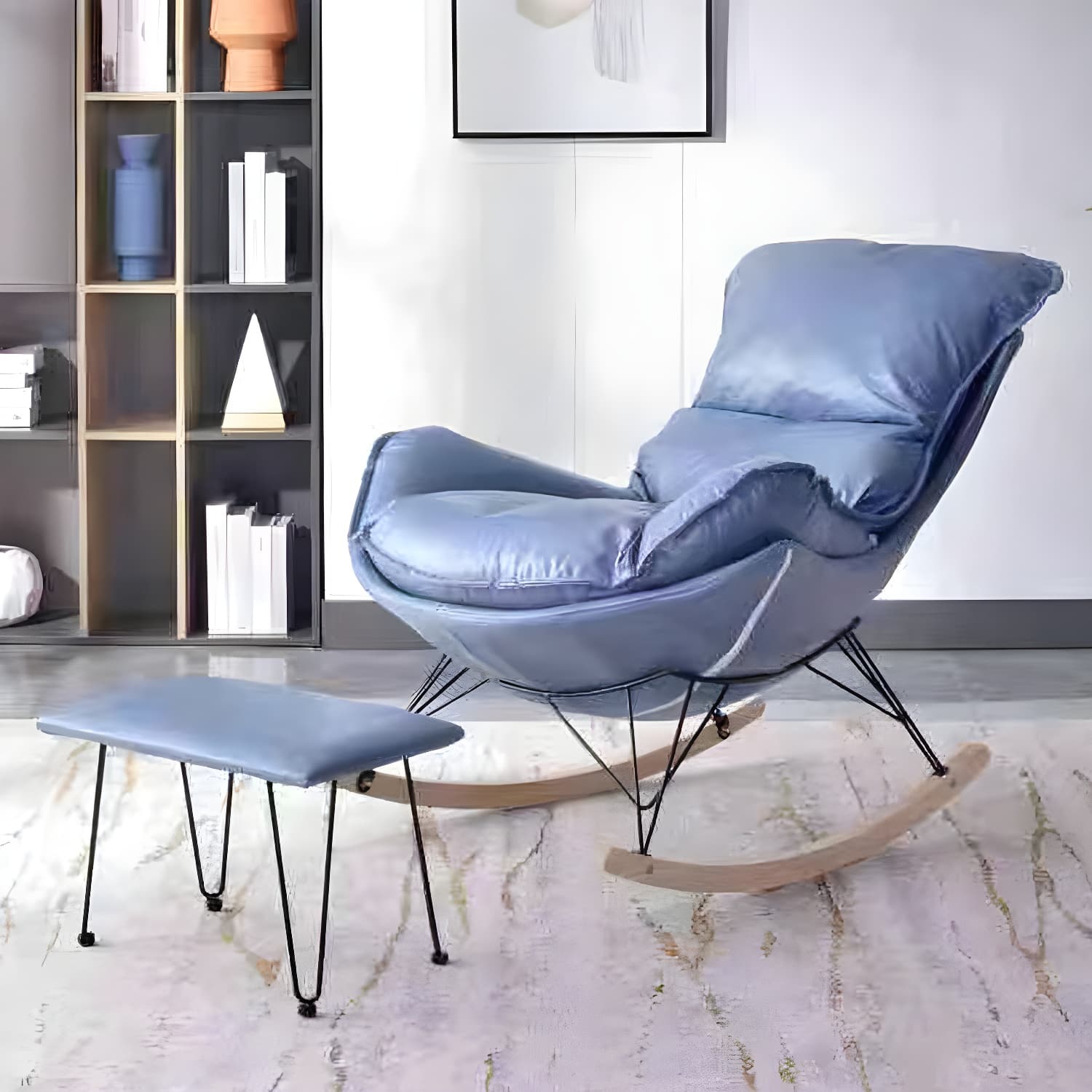 Contemporary Simple Style Rocking Chair Single Indoor Sofa Rocking Chair for Break thumbnail 1