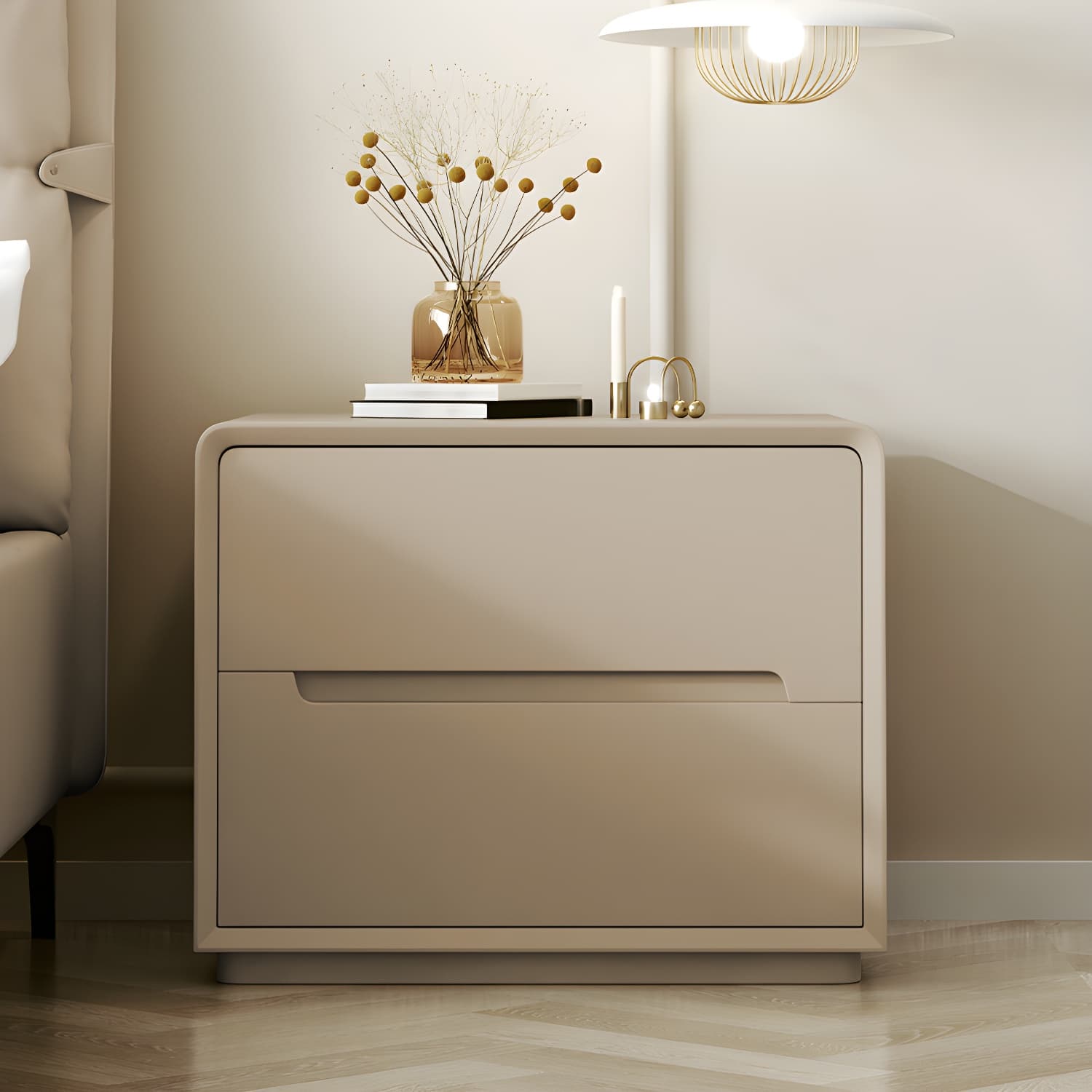 Modern Wood Drawer Nightstand for Small Spaces with 2 Drawers in Narrow Design thumbnail 6