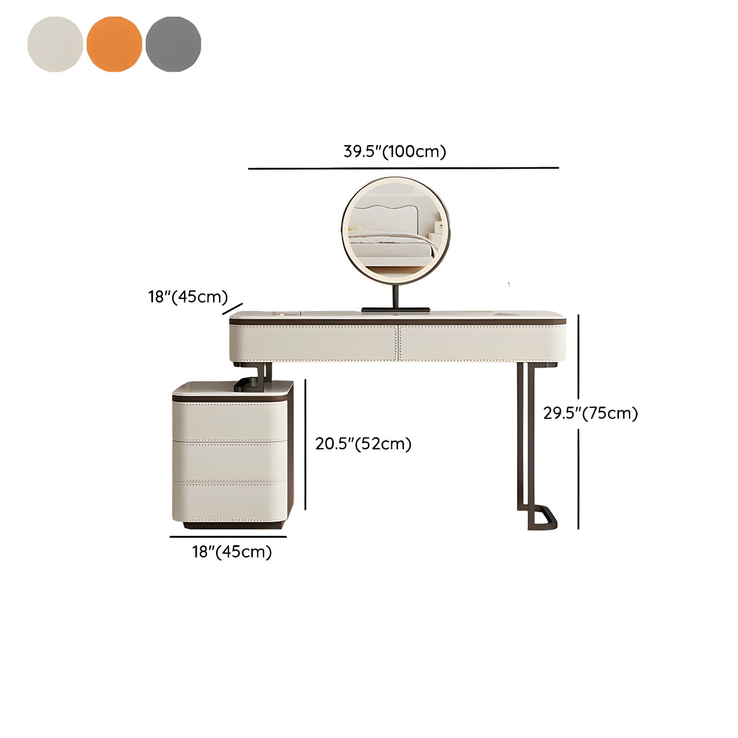 Modern Wood Vanity with Stone Top & 5 Drawers & Jewelry Storage & Assembly Required thumbnail 17