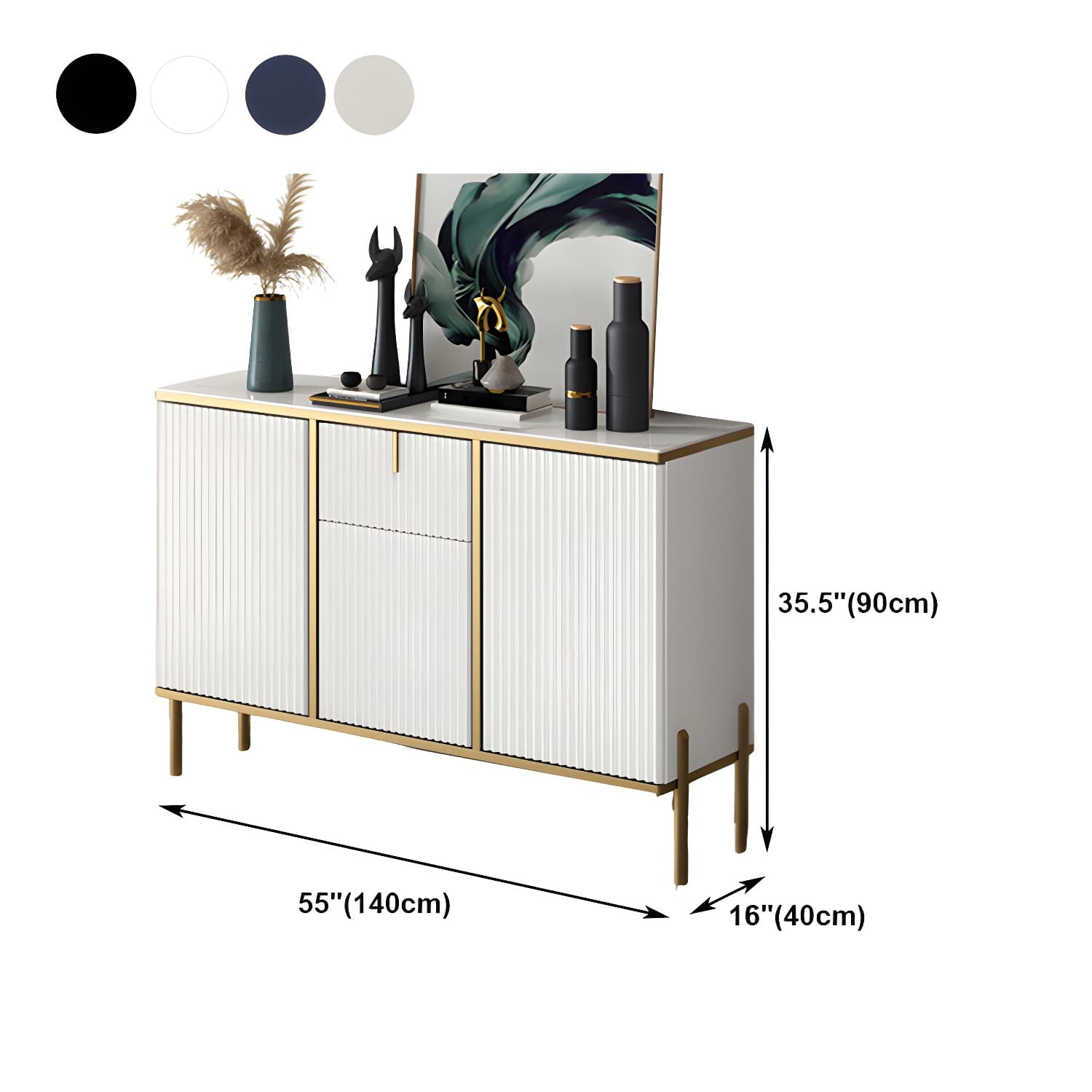 Glam Style Buffet Sideboard Sintered Stone Top Server with Door and Drawer - image 18