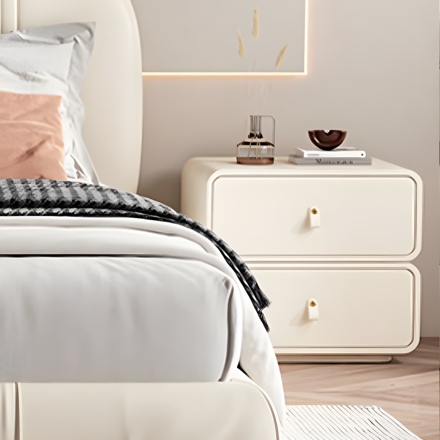 Modernism Bedside Desk Shape in Rectangular with Two-drawer for Bedroom thumbnail 20