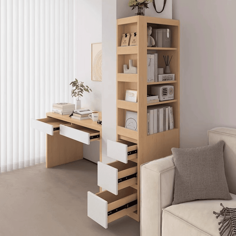 Modern Simple Style Rectangular Decorative Cabinet with 4 Exterior Shelves, Lumber Countertop in Wood Color, Soft Close Drawer, and Stain Resistant thumbnail 1