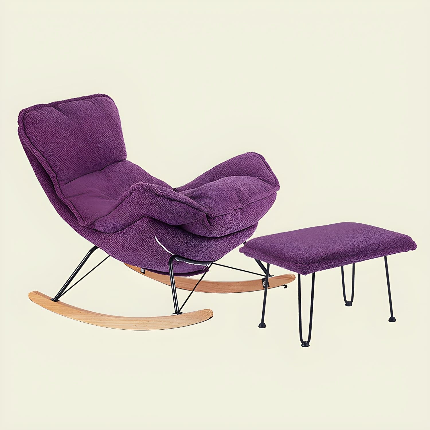 Contemporary Rocking Chair Fabric Upholstered Tufted Wing Chair Back Baby Rocking Chair thumbnail 4