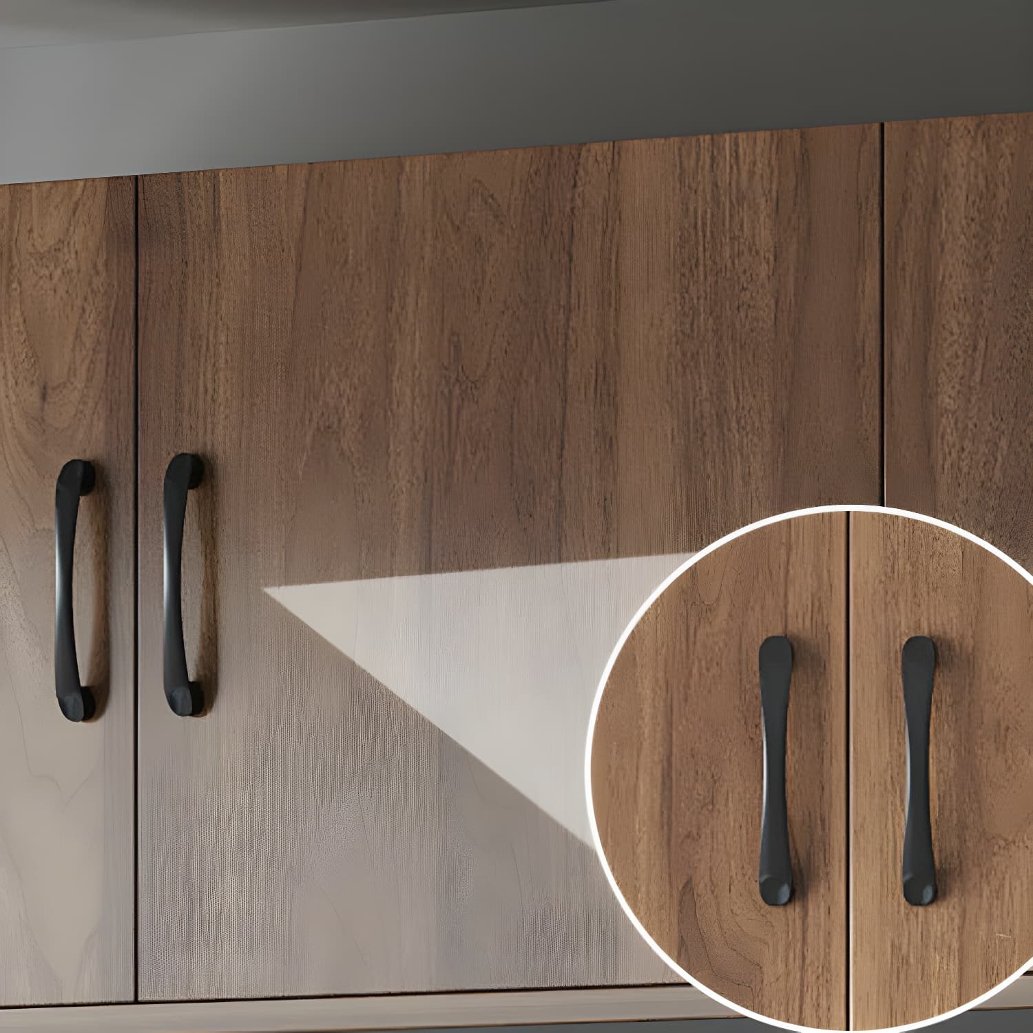 Modern Brown Wood Wardrobe Armoire with Sliding Doors, Shelves, and Clothing Rod thumbnail 9
