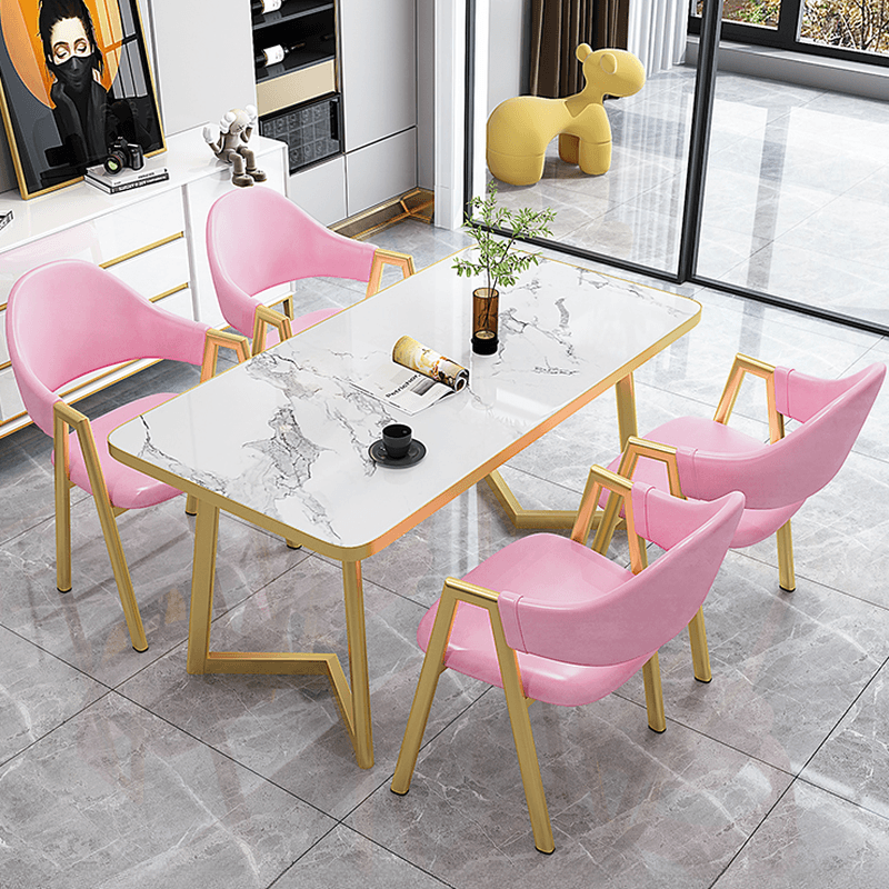 Luxurious Dining Table Set with Recycled Wood Top and Sleighing Base thumbnail 9