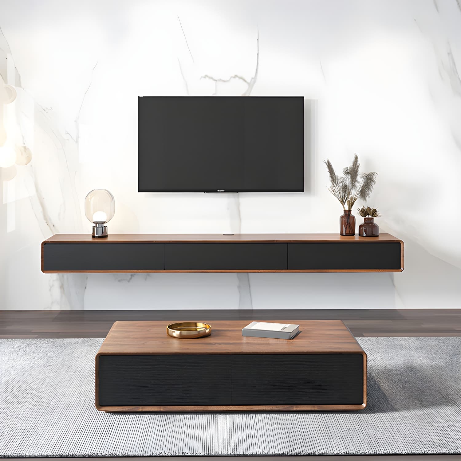 3 Doors Scandinavian TV Media Stand Wall-mounted TV Media Console thumbnail 4