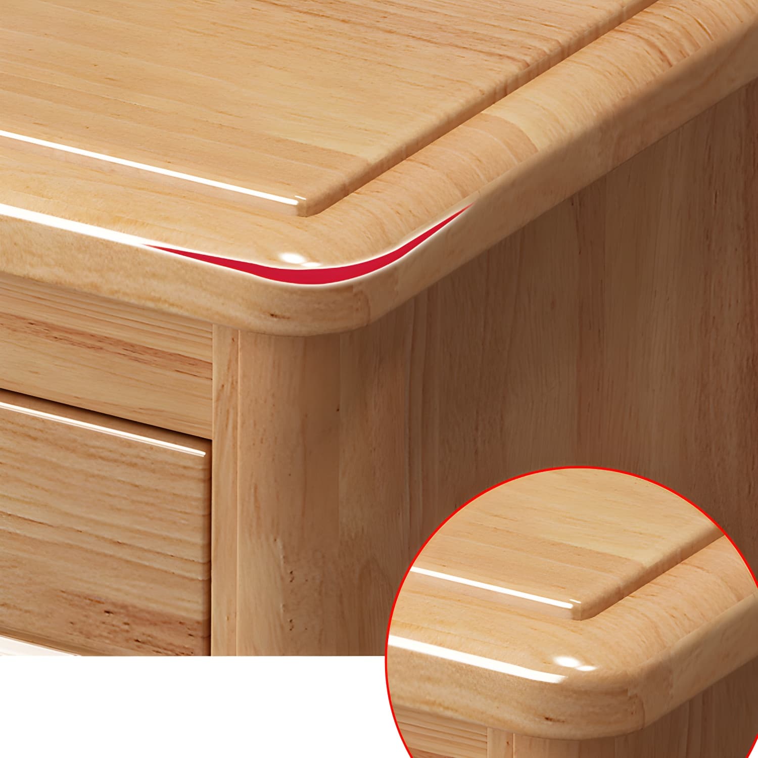 Traditional Wood Dresser with Drawers in Narrow Design and Rubberwood Material thumbnail 9