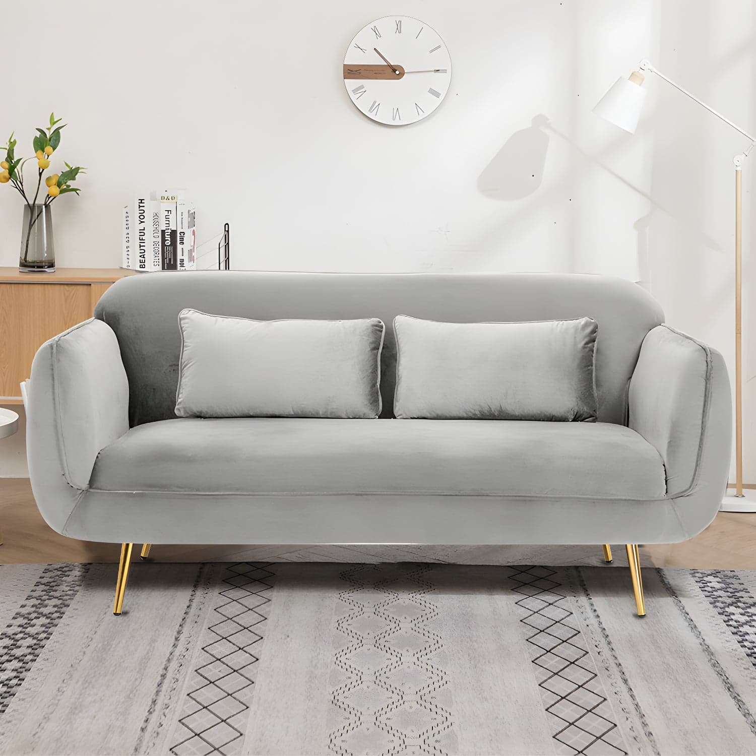 Glam Tight Back Loveseat with Flared Arm and Extra Pillows for Home and Apartment thumbnail 12