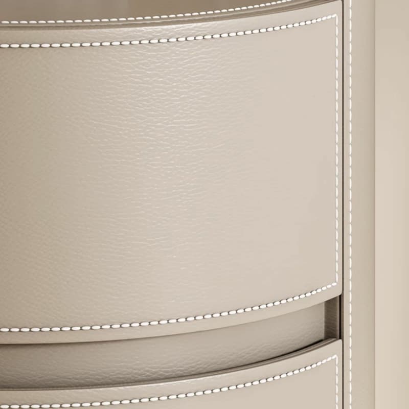 Modern Faux Leather Round Nightstand with 2 Drawers in Under 21 in. Narrow Size thumbnail 19