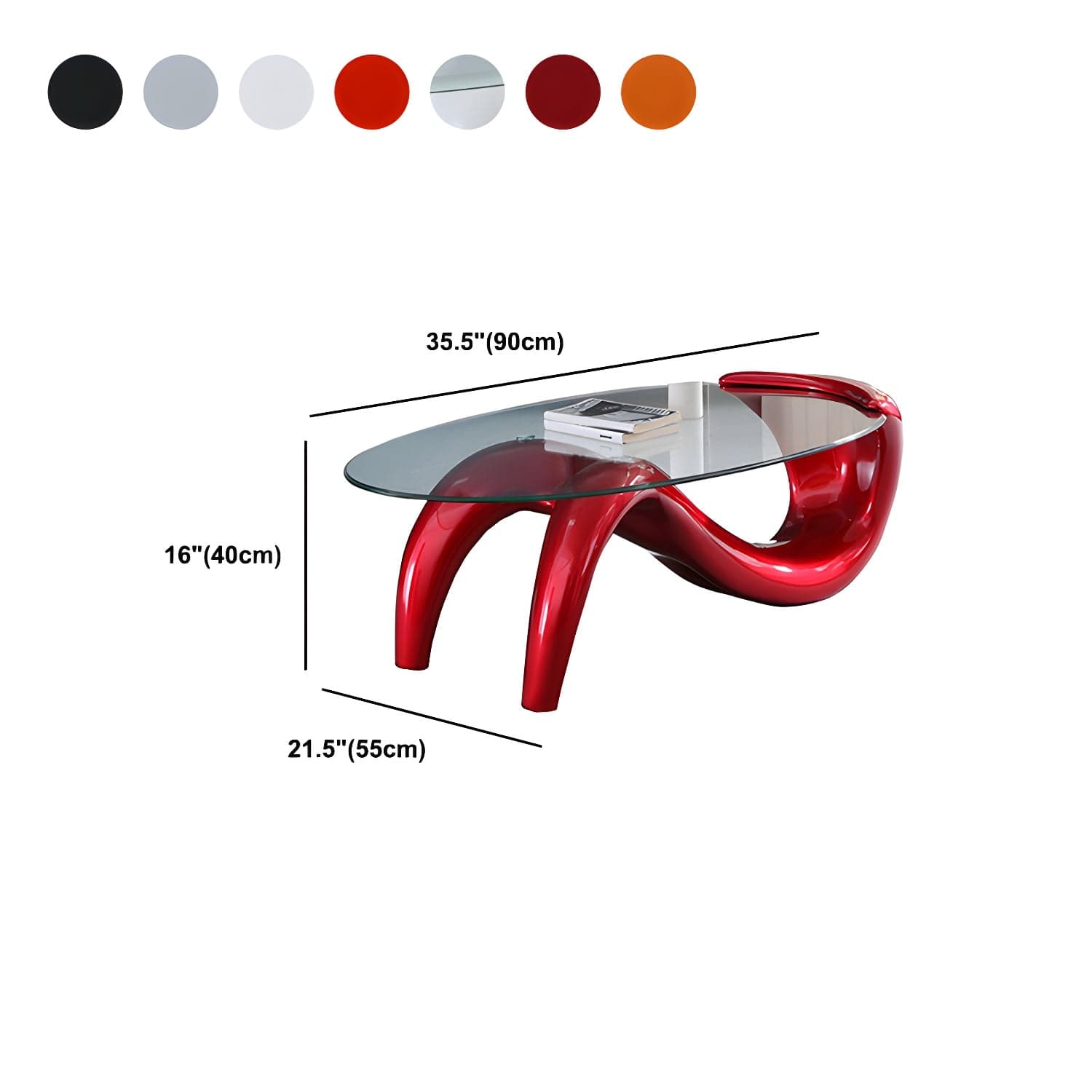 Glass Top Cocktail Table Oval Modern Minimalist Coffee Table thumbnail 17