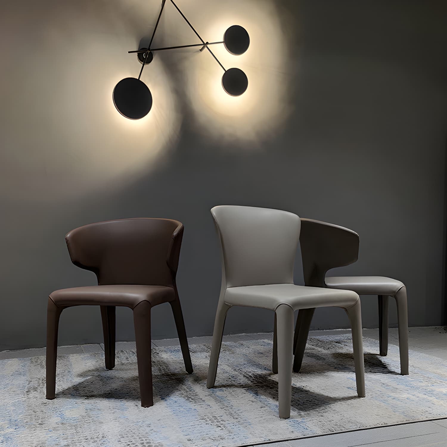 Designer Style Leather Arm Chair Wingback Matte Finish Single Dining Chair thumbnail 11