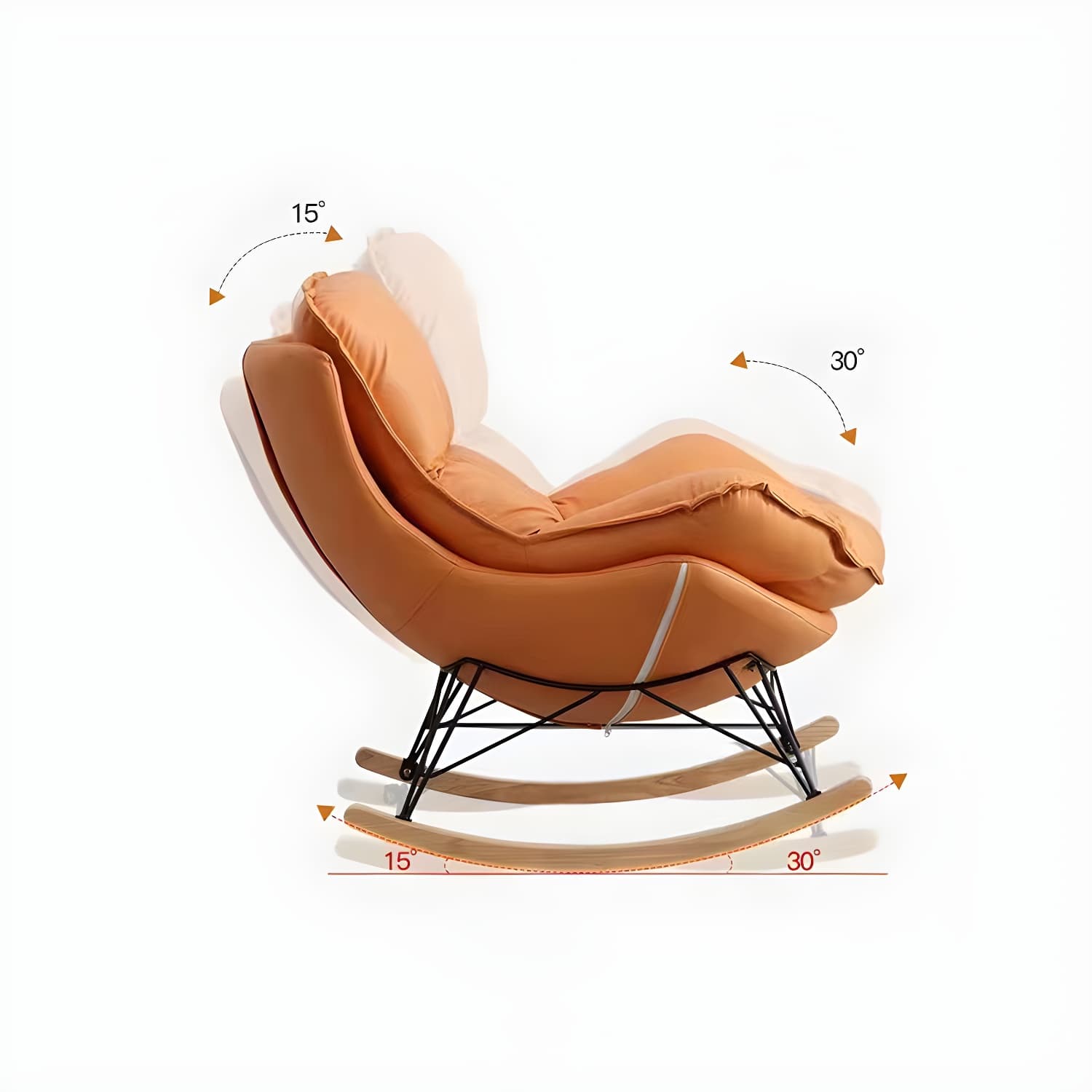 Modern Plain Rocking Chair Faux Leather Water Resistant Chair with Ottoman - image 12
