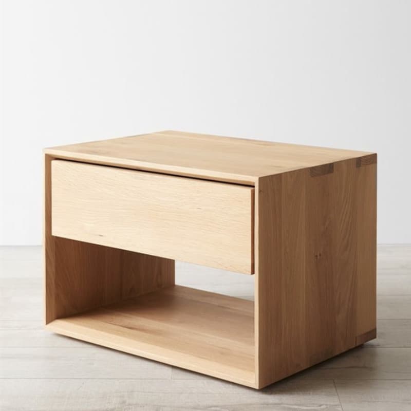 Solid Wood Open Shelf Nightstand with 1 Drawer in a Modish Style thumbnail 5