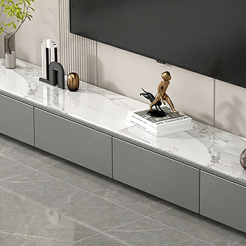 Stone Low TV Stand with Soft-close Drawers and Cable Management thumbnail 12