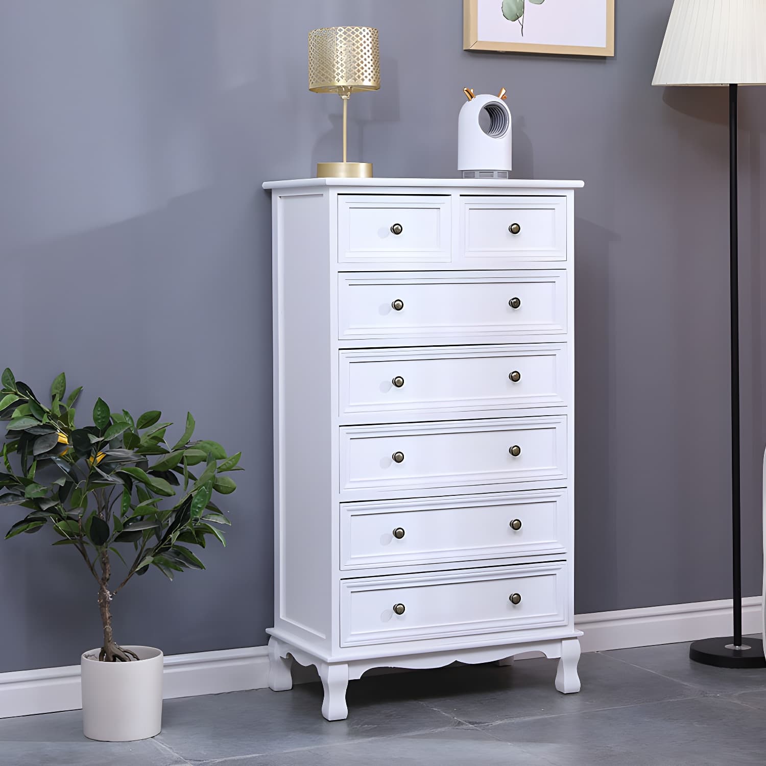 Vintage Solid Wood Dresser 14" W Vertical Storage Chest with Drawers thumbnail 8