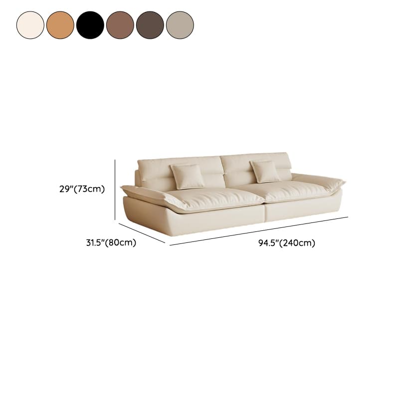 Modern Solid Color Scratch-defiant Standard Sofa in Light Gray/Taupe/Citrus Color, 3-seater with 2 Pillows thumbnail 18