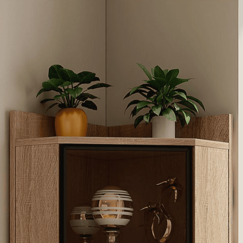 Gray/Wood Grain Unattached Accent Cabinet with Engineered Wood for Living Room thumbnail 11
