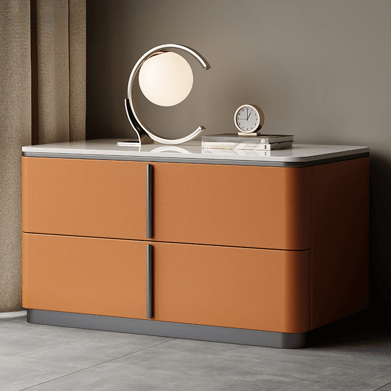 Modish Drawer Storage Bedside Table with 2 Drawers and Sintered Stone Countertop thumbnail 11