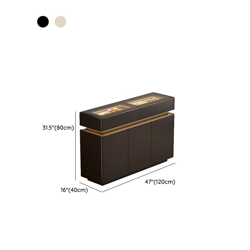 Elegant Sideboard with 8/12 Drawers, Glass Countertop, and Illuminating Lighting thumbnail 14