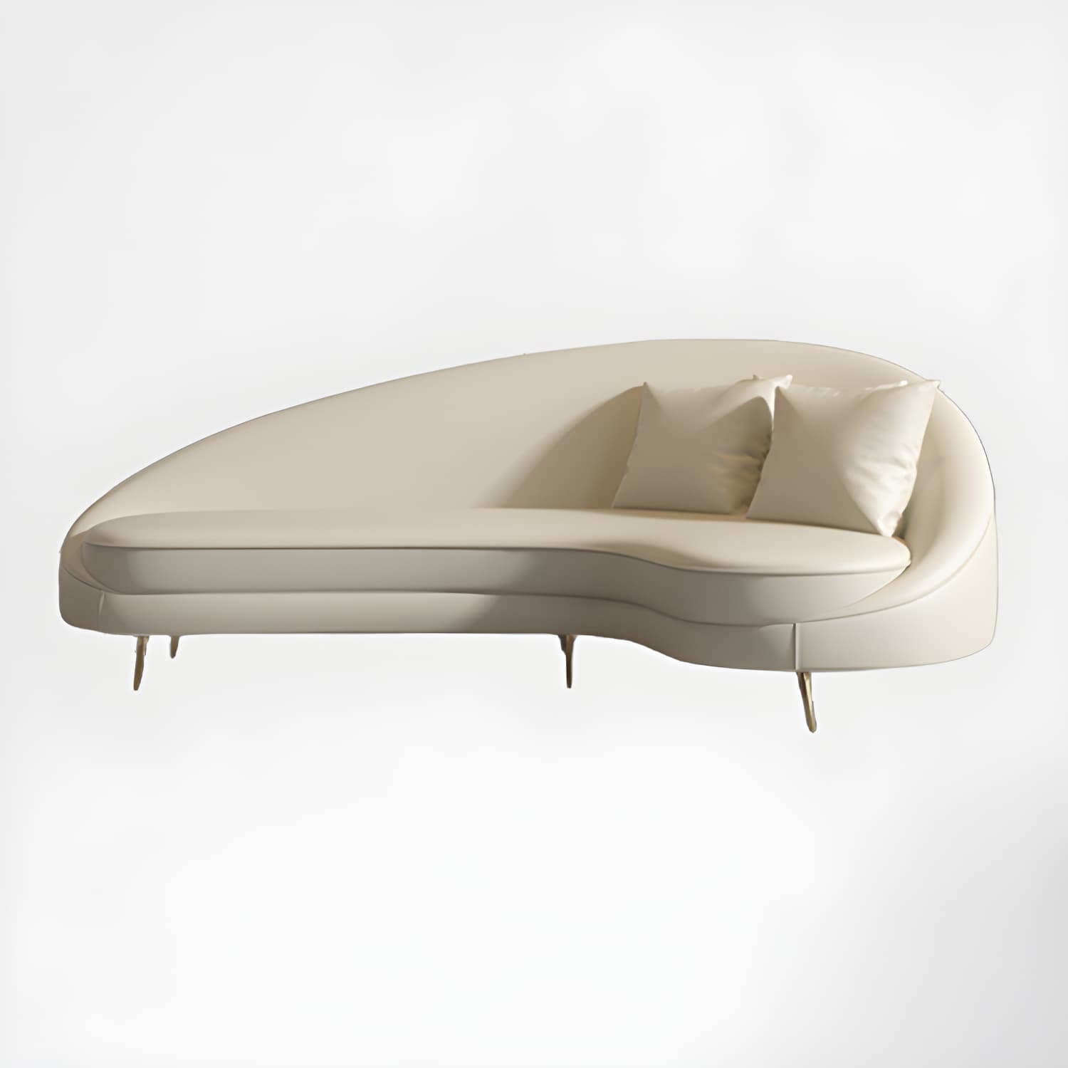Faux Leather Curved Sofa Contemporary Sloped Arm Sofa for Living Room thumbnail 22