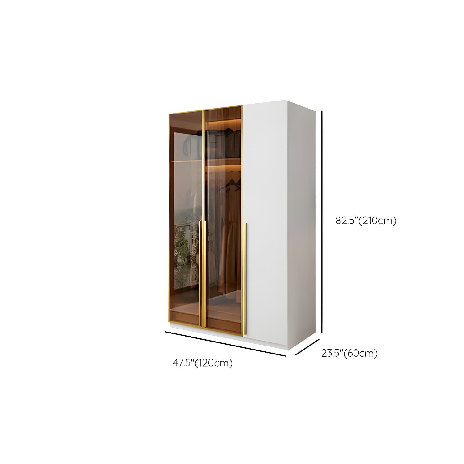 Modern White Wood Frame Wardrobe Armoire Freestanding Wardrobe with Soft Close Drawers thumbnail 12