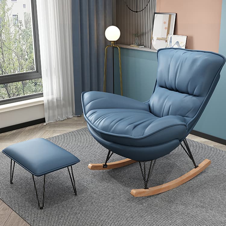 Natural Wood Armless Upholstered No Scratch or Stain Resistance Indoor Rocking Chair thumbnail 14