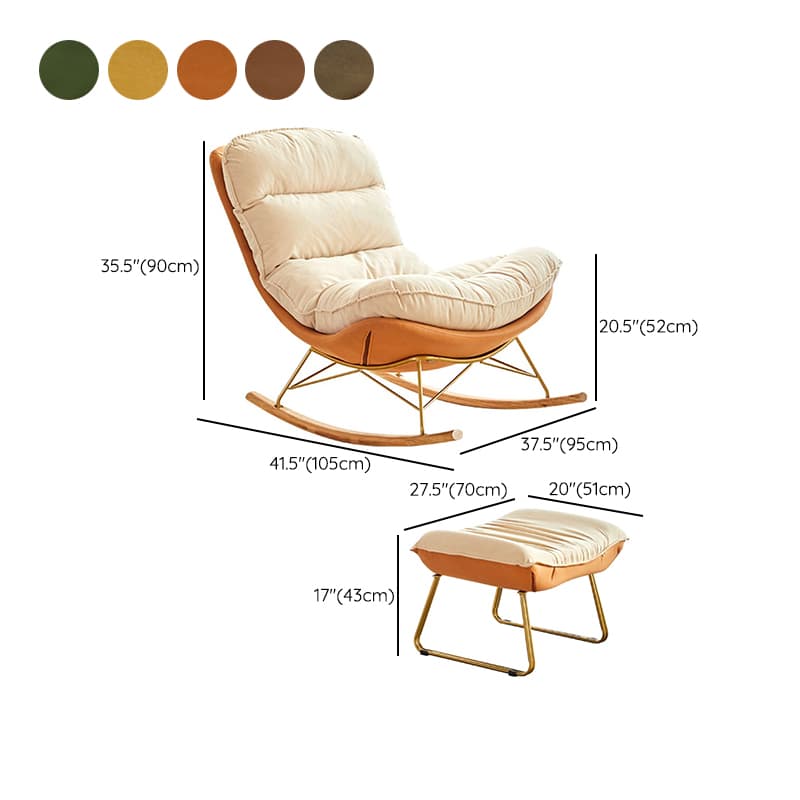 Trendy Faux Leather Upholstered Rocking Chair Couch with Footstool , Spindle Back and Resistant To Dirt thumbnail 22