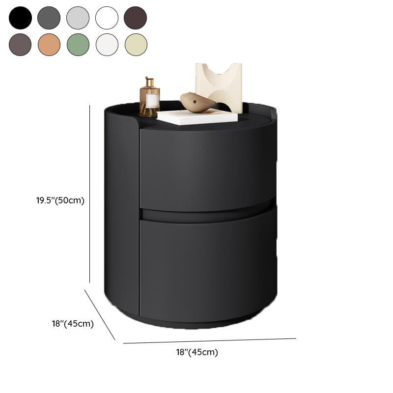 Scandinavian Round Nightstand with 2 Drawers and Synthetic Leather Countertop thumbnail 16