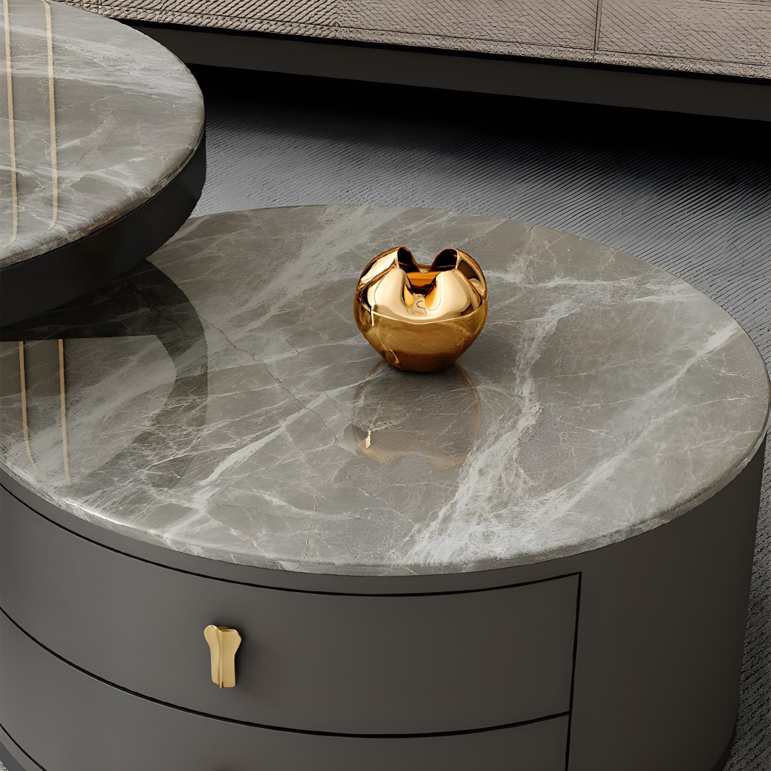 Modern Coffee Cocktail Table Round Nesting Coffee Table Set with Drawer thumbnail 12
