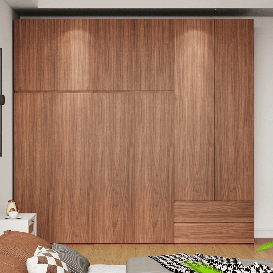 Acorn Minimalist Natural Wood Independent Wardrobe Closet with Soft Close Drawer, Soft Close Door, and Interior Shelves thumbnail 2