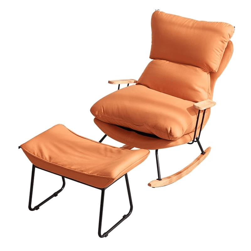1 Piece Set/2 Piece Set Water Resistant Padded Living Room Rocking Chair in Chalk/Grey/Citrus Color with Upholstered Back and Track Arm in a Simple Style, Ottoman Included/Not Included thumbnail 14