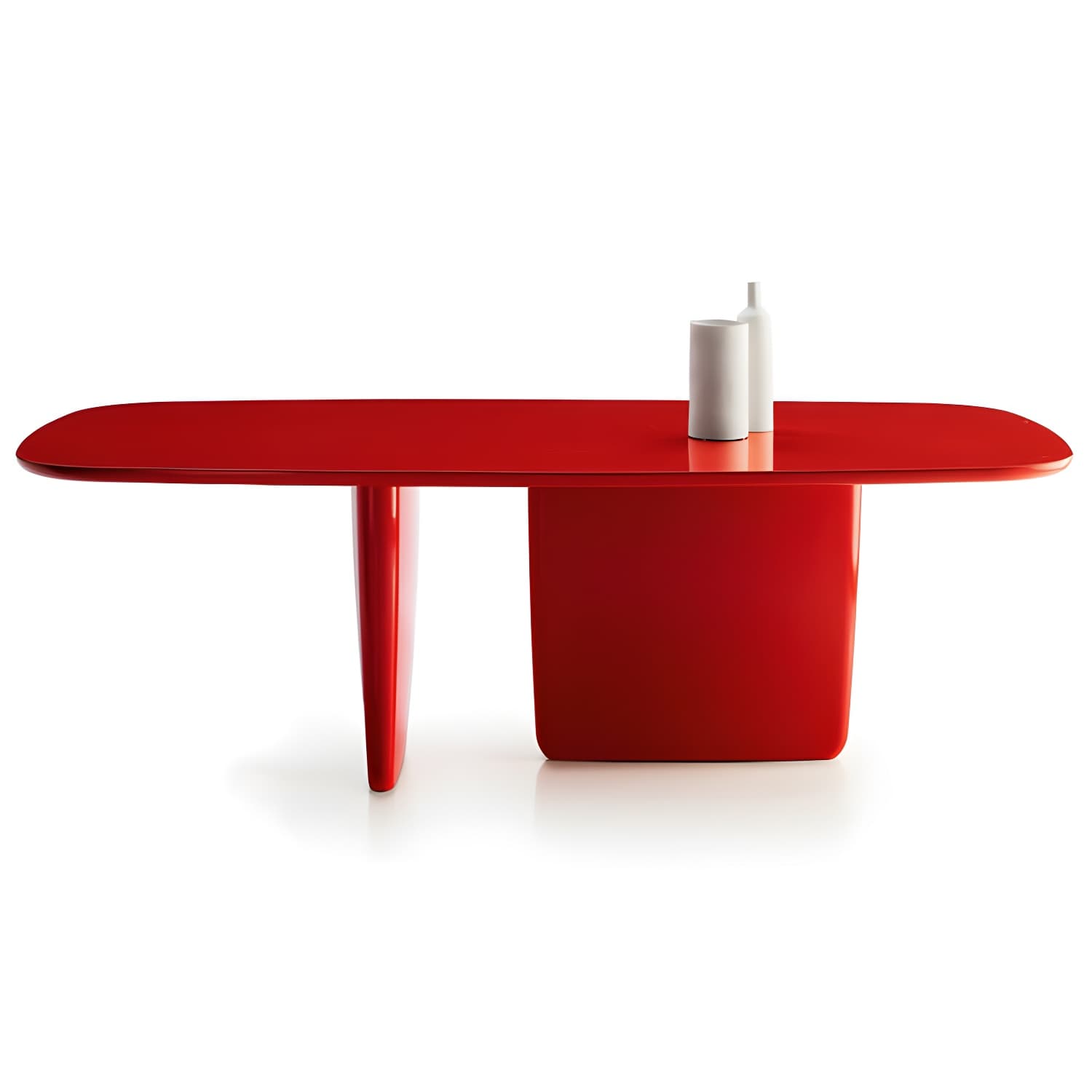 Rectangle Solid Wood Dining Table Modern Table with Double Pedestal Base thumbnail 4