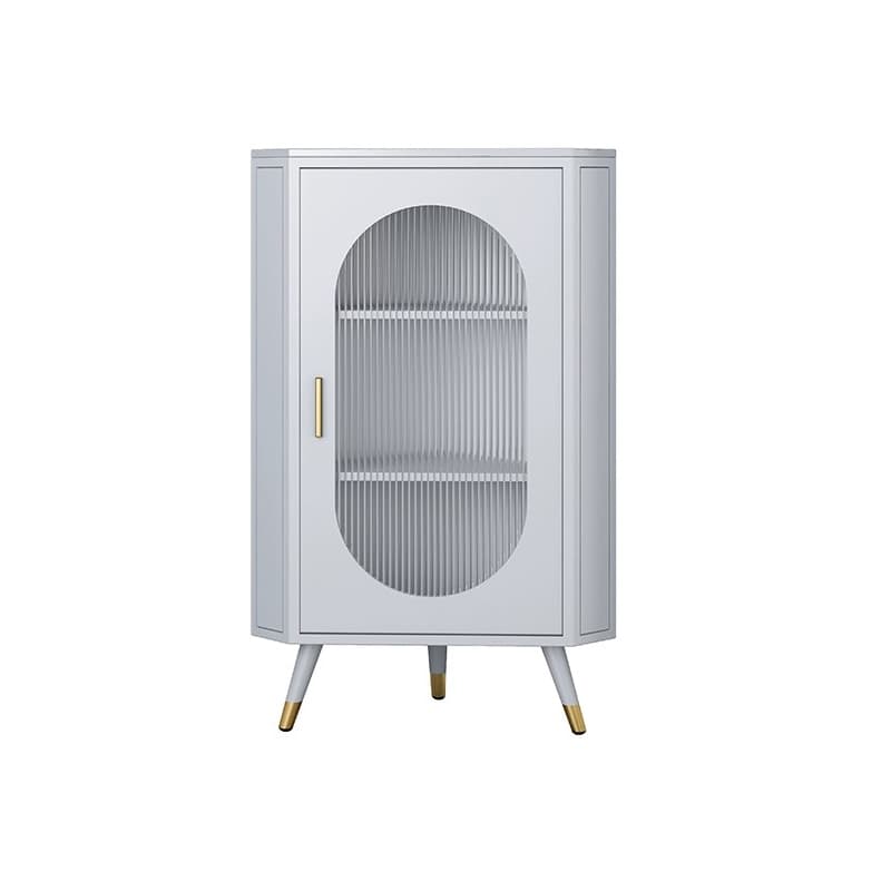 Modern Corner Accent Cabinet with Glass Doors and Iron Base (Easy Assembly) thumbnail 11